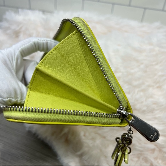 Dior - Yellow Cannage Patent Leather Zip Around Long Wallet - Picture 8 of 11
